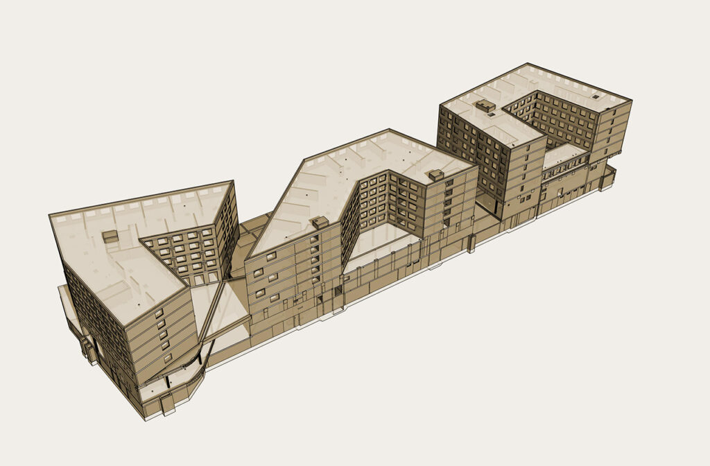3D Modell des Gebäudes, Vorderseite