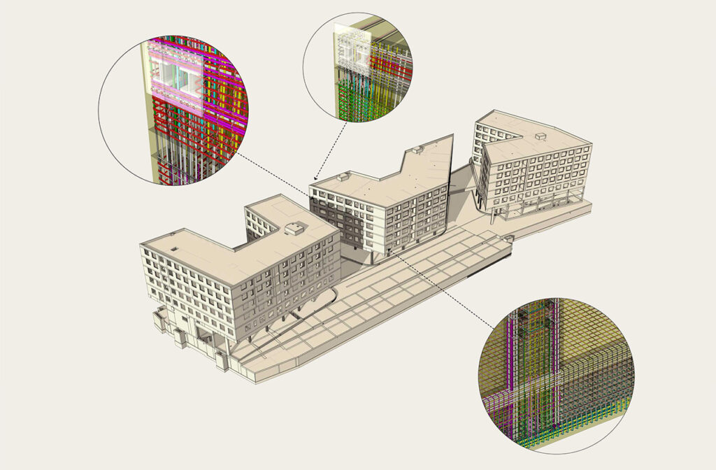 3D Modell des Gebäudes, Rückseite